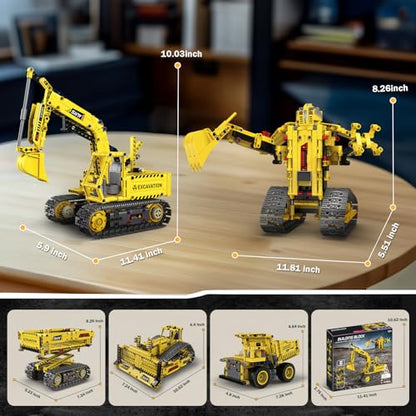 5 in 1 STEM RC Robot Building Kit, 555 PCS APP & Remote Control Robot Toys for Kids Age 6 7 8 9 10 11 12+, Engineering Science Coding Robotic Toys Birthday Gifts for Boys & Girls - color: Yellow