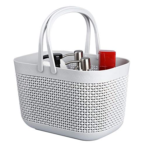 Plastic Portable Shower Caddy Basket, Storage Organizer with Handle, Grey - color: Grey, size: 1 Pack