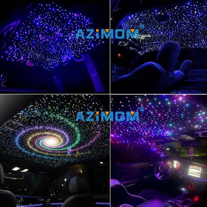 AZIMOM 4Color Split Starlight Headliner Kit 1200pcs 0.02in 6.5ft, 2026 Updated Fiber Optic Light Sound-Activated APP& Remote Control Starlight Engine End Glow Fiber Strands - size: 1200pcs*0.02in*6.5ft