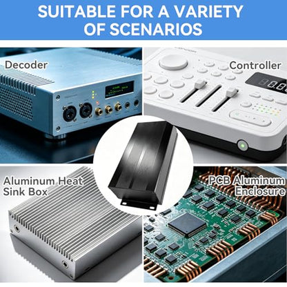 55 x 106 x 200mm / 2.2 x 4.2 x 7.9in Split Aluminum Enclosure Project Box, Enclosure Electronic DIY Circuit Board Project Aluminum Box Cooling Cases for Electronics ((Sand Black with Bent Plate))