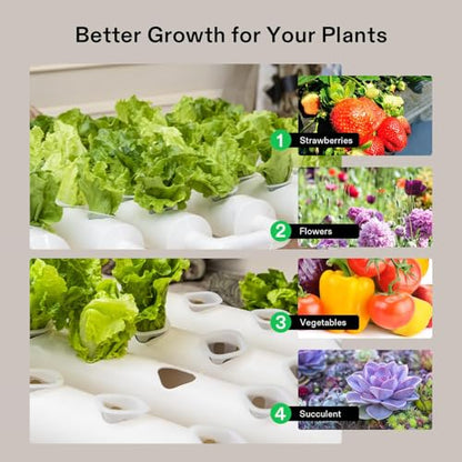 VIVOSUN Hydroponics Growing System 90 Plant Sites, 3 Layers 10 Food-Grade PVC-U Pipes Hydroponic Gardening System Grow Kit with Water Pump, Pump Timer, Nest Basket and Sponge for Leafy Vegetables - size: 90