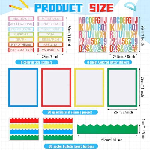 Henoyso 116 Pcs Science Fair Display Board Supplies, Scalloped Borders