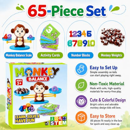 CozyBomB™ Monkey Scale Balance Toy, Number Counting Math Games - color: Brown