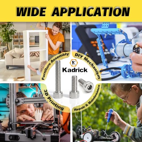 494PCS M4 Hex Socket Screw Kit,M4x6/8/10/12/14/16/18/20mm - size: SS M4 494Pcs 6-20-MM