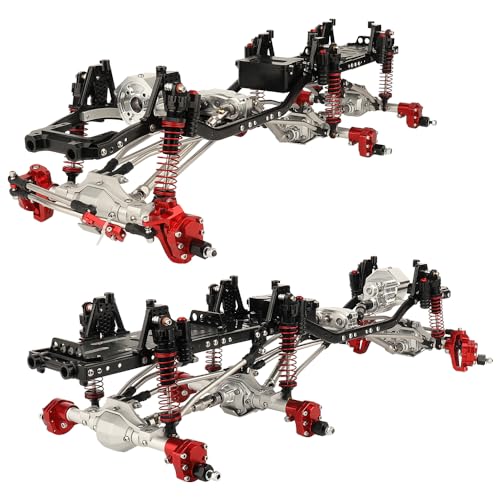 Metal 6x6 RC Car Chassis Frame with Front Middle Rear Axles Prefixal Gearbox for Axial SCX10 II 90046 90047 1/10 RC Crawler Car Parts,Thickened Battery Tray (Silver)