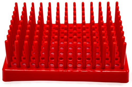 EISCO Red Plastic Test Tube Peg Drying Rack Holds 96 13mm Test Tubes Labs