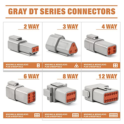 IWISS Deutsch DT Connector Kit in 2,3,4,6,8 and 12 Pin Configurations, Size 16 Stamped Contacts, Sealed Automotive Electrical Connectors, 94 Pieces - size: 2,3,4,6,8,12 PIN(1 Pairs)