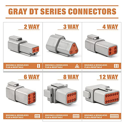 IWISS Deutsch DT Connector Kit in 2,3,4,6,8 and 12 Pin Configurations, Size 16 Stamped Contacts, Sealed Automotive Electrical Connectors, 94 Pieces - size: 2,3,4,6,8,12 PIN(1 Pairs)