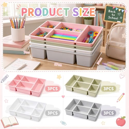12 Pack Macaron Craft Organizers and Storage Box with Compartments, 4 Color