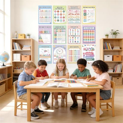 12 PCS Math Educational Posters Set - color: Math