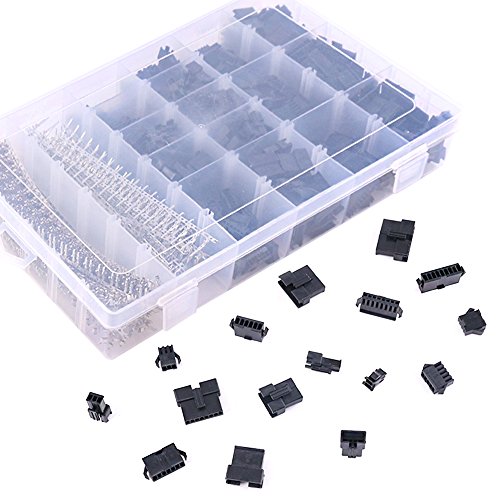 Glarks 1940Pcs 2.5mm Pitch 2/3/4/5/6/7/8/9 Pin Male and Female Plug Housing and Male/Female Pin Header Perfectly Compatible with JST-SM Connector Assortment Kit