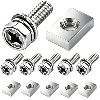 Tnisesm 12PCS M6x14 Battery Terminal Motorcycle Bolts and Nuts Kit, 304 Stainless Steel Battery Bolt with Square Nut for ATV Bike, Motorcycle, Scooter - size: M6*14MM