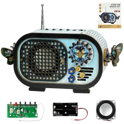 DIY Wooden FM Radio Kit, Build Your Own Functional Radio, STEM Engineering Project with Pre-Assembled Circuit Board, Hands-On Electronics Learning Kit, Creative DIY Gift for Teens, Students & Makers - style: FM Radio
