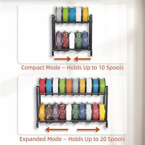 2-Tier Filament Storage Rack Adjustable Length/Width for 3D Printing