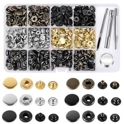 Alritz 120 Set Leather Snap Fasteners Kit 12.5mm Size 6 Colors with Tools - style: 12.5mm