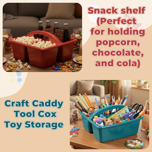 Kathfly 4 Pack Classroom Caddy Organizer with Handle Bulk, Deep Color - color: Deep Color