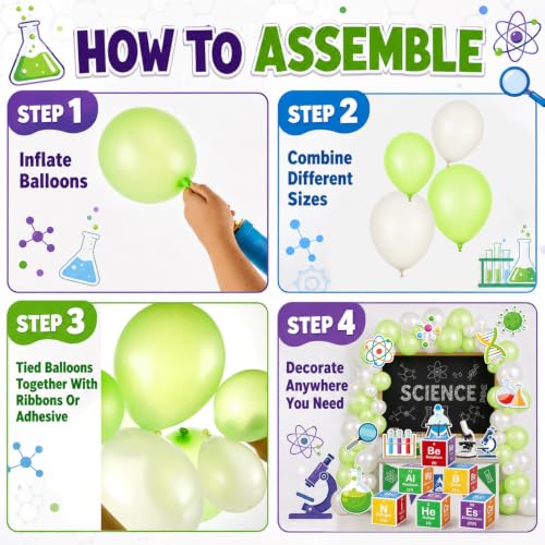66Pcs Science Lab Party Decoration Pre-Folded Cardstock Kit Green Clear - color: Green Clear