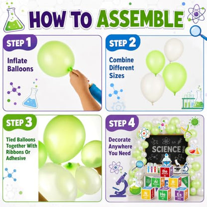 66Pcs Science Lab Party Decoration Pre-Folded Cardstock Kit Green Clear - color: Green Clear