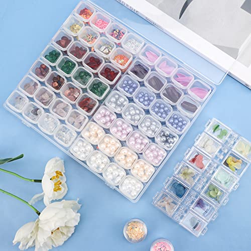 Segbeauty 56 Grids Clear Plastic Organizer Box, Gem Jewelry Storage Container with Dividers, Bead Organizer Earrings Storage Box Seeds Craft Organizers Screw Tool Boxes for Small Parts - size: 56 Count (Pack of 1)