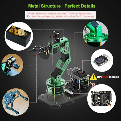 Yahboom 6DOF Robotic Arm for Raspberry Pi5-4GB ROS2,3D AI Vision Camera,Desktop Collaboration, Developed Python Programming for Mechanical Engineer