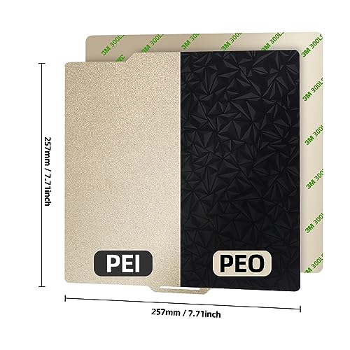 3D Printer PEI Sheet for BambuLab X1 /X1 Carbon Heated Bed Spring Steel Build Plate Flexible Platform 257.5x257.5 mm - size: 257*257mm, style: Textured PEI+Smooth PEO+Magnetic Sticker
