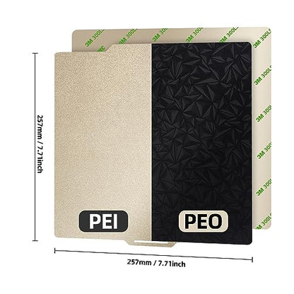 3D Printer PEI Sheet for BambuLab X1 /X1 Carbon Heated Bed Spring Steel Build Plate Flexible Platform 257.5x257.5 mm - size: 257*257mm, style: Textured PEI+Smooth PEO+Magnetic Sticker