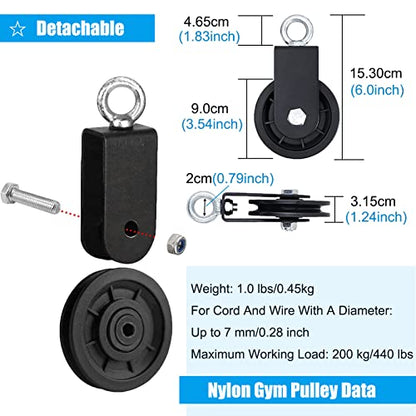 SERTT Gym Pulley System, Fitness Swivel Pulley Wheel with Hanging Strap Carabiner, Swivel Pulley Block for DIY Home LAT Pulldown and Lift Cable Machine - color: 1 PC