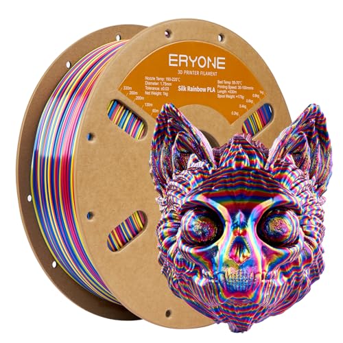 ERYONE Silk Twist Rainbow 3D Printer PLA Filament 1.75 +/-0.03mm, Shiny Multicolor Filament PLA 1KG(2.2LBS), Psychedelic (Red Yellow Blue) - color: Silk Twist Psychedelic, size: 1KG