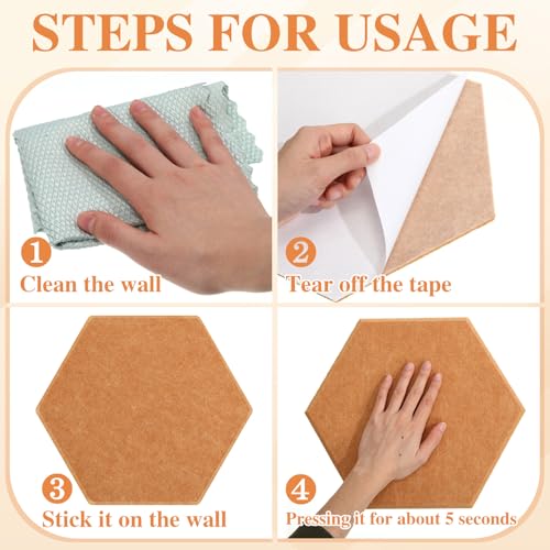 Mooliwe 8 Pcs 12 Inch Hexagon Cork Board Tiles Pins Clips, Yellow - color: Yellow