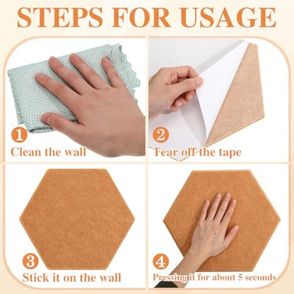 Mooliwe 8 Pcs 12 Inch Hexagon Cork Board Tiles Pins Clips, Yellow - color: Yellow