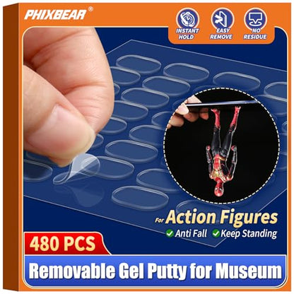 PHIXBEAR Removable Gel Earthquake Putty for Museum Action Figures, 480Pcs - size: 480Pcs 0.31x0.51