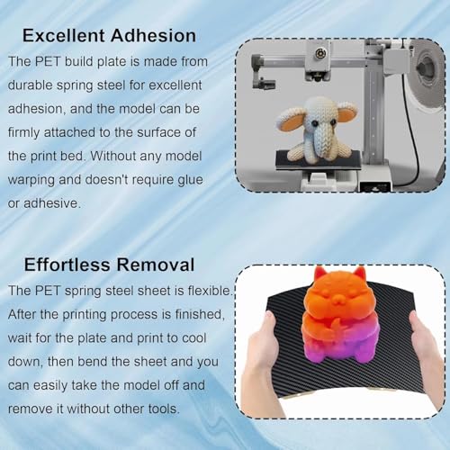 IdeaFormer-3D Flexible PET PEI Build Plate for Bambu Lab A1 Mini, Double Sided Carbon Fiber PET+Textured PEI Spring Steel Sheet 184x184mm for Bambu A1 Mini 3D Printers - color: Smooth PET+Textured PEI
