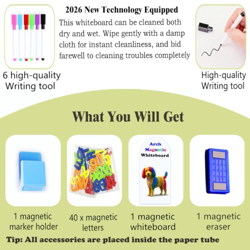 Magnetic Wall Sticker Dry Erase Whiteboard Contact Paper Arch 47.2" x 17.5" Self Adhesive Magnet White Board Wallpaper Peel and Stick Wall Decal for Home Playroom Classroom - color: Whiteboard