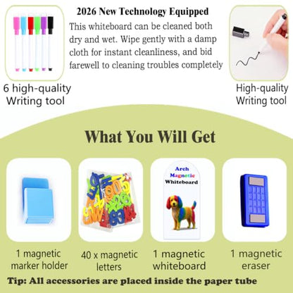 Magnetic Wall Sticker Dry Erase Whiteboard Contact Paper Arch 47.2" x 17.5" Self Adhesive Magnet White Board Wallpaper Peel and Stick Wall Decal for Home Playroom Classroom - color: Whiteboard