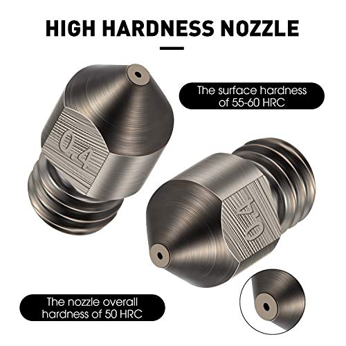 Mudder 5 Pcs Hardened Steel Nozzles 0.4mm Mk8 3D Printer Nozzles