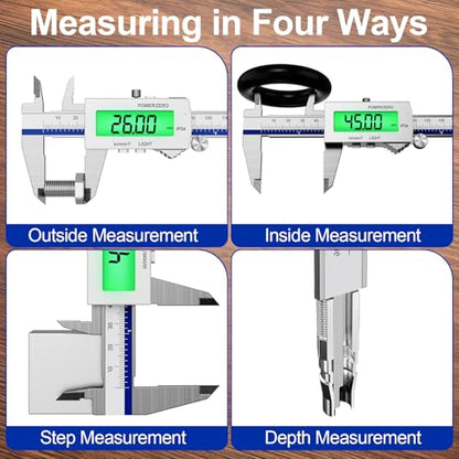 Preciva Backlight Digital Caliper, 6 Inch Rechargeable Electronic Micrometer with IP54 Waterproof and Large LCD Screen Conversions for in/MM/F Precision Measuring Tool for DIY/Professional Use - color: Blue