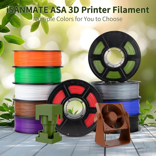 iSANMATE ASA Filament 1.75mm Black 1KG, UV & Weather Resistant 3D Printer Filament Perfect for Outdoor Functional Parts, Dimensional Accuracy +/- 0.02mm, 1kg Spool (2.2lbs) - color: Black