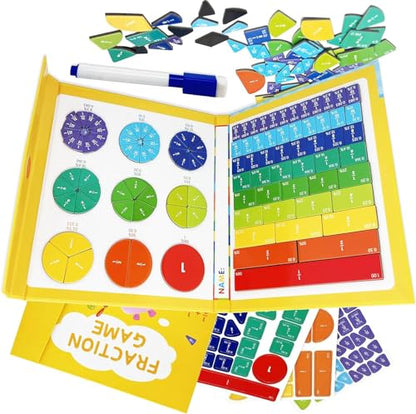 Magnetic Fraction Educational Puzzle Tiles and Circles - color: Yellow