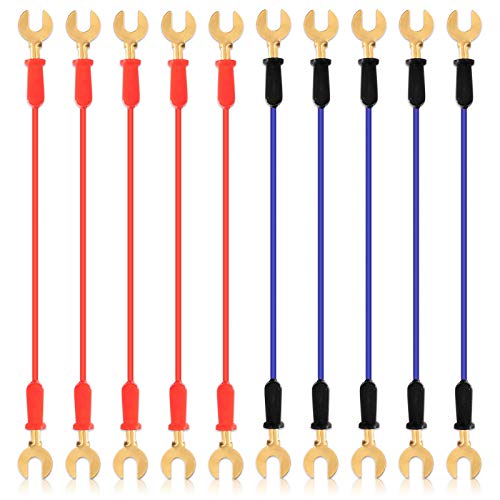 Swpeet 10Pcs Red + Blue Interconnect Circuit Wire Kit, Perfect for Physics Laboratory Electricity Connection,Demos Teaching Basic Principles of Electricity and Simple Circuit Wire Works - style: Interconnect Circuit Wire