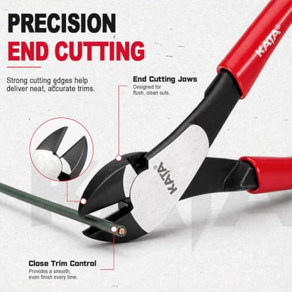 KATA 7 Inch High Leverage Diagonal Cutting Pliers, Heavy Duty Wire Cutters - color: 7" Diagonal Plier Red