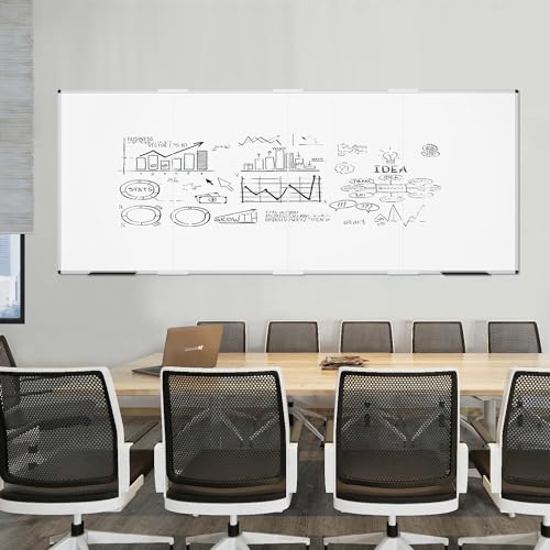 VIZ-PRO Large Magnetic Dry Erase Whiteboard, 120 x 48 Inches, Foldable - size: 120"W x 48"H