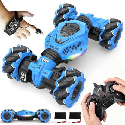 Remote Control Car - RC Drift Car Gesture Sensing Toy Boy Age 6-8-12 Gifts - color: Blue