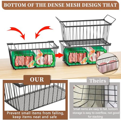 Enhanced Leak-Proof Bottom, Freezer Organizer Bins for 7 Cu.Ft,6 Pack - color: Black 6 Pack