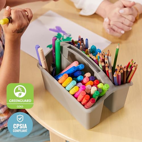 ECR4Kids 4-Compartment Small Storage Caddy Organizer, 6-Pack, Grey - color: Grey