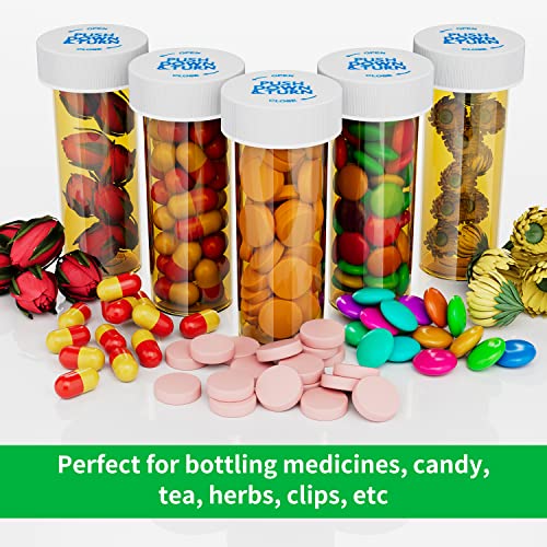 Empty Plastic Medicine Pill Bottles with Child Resistant Caps (12 Pack), 13 Dram Small Prescription Vial Medicine Containers Travel Pill Bottles Clear Pill Case Organizers - size: 13 Dram (12 Pack)