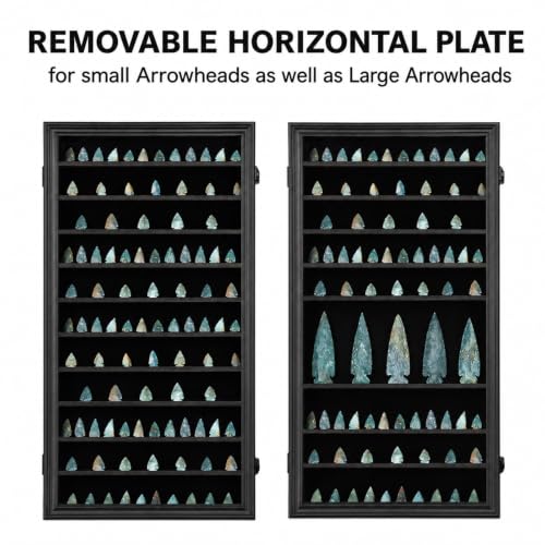 KCRasan Arrowhead Display Case Native American Arrowhead Shadow Box, Black - size: Oversized Black
