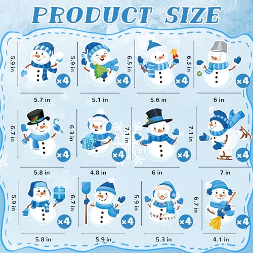 48Pcs Winter Snowman Cutouts, Cute Snowman Paper Cut Outs Bulletin Board Decor for Winter Christmas Holiday Home Office Classroom Chalkboard Window Wall Door Decor - style: Snowman