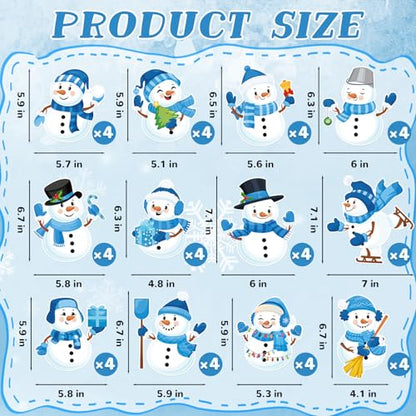 48Pcs Winter Snowman Cutouts, Cute Snowman Paper Cut Outs Bulletin Board Decor for Winter Christmas Holiday Home Office Classroom Chalkboard Window Wall Door Decor - style: Snowman