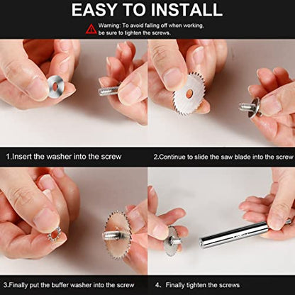 8PCS Rotary Drill Saw Blades(with 1PCS 1/4" Hex Shank,1PCS 1/8" Round Shank,1PCS 1/4" Round Shank),HSS Saw Disc Wheel Cutting Blades for Drills Rotary Tools - style: 8PCS(3*Shanks+5*Blades)