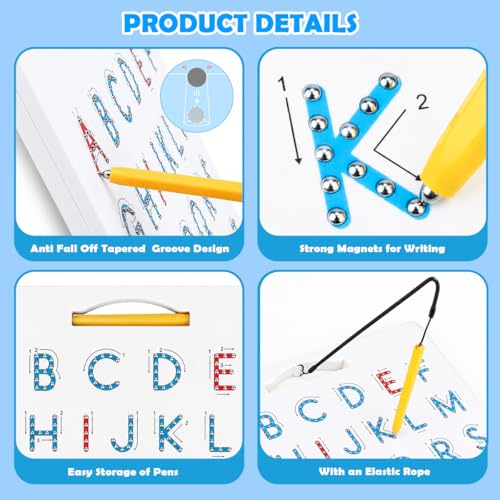Double Sided Magnetic Letter Board: 2 in 1 Alphabet Magnets Tracing Board